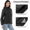 Outdoor Ventures Women’s Packable Full-Zip Short Puffer Jacket Insulated Quilted Warm Lightweight Winter Coat(Black(fold in Pocket))