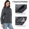 Outdoor Ventures Women’s Packable Full-Zip Short Puffer Jacket Insulated Quilted Warm Lightweight Winter Coat(Dark Grey Heather(fold in Pocket))