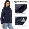 Outdoor Ventures Women’s Packable Full-Zip Short Puffer Jacket Insulated Quilted Warm Lightweight Winter Coat(Deep Blue(fold in Pocket))