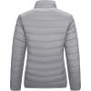 Outdoor Ventures Women’s Packable Full-Zip Short Puffer Jacket Insulated Quilted Warm Lightweight Winter Coat(Foggy Gray(fold in Pocket))