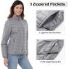 Outdoor Ventures Women’s Packable Full-Zip Short Puffer Jacket Insulated Quilted Warm Lightweight Winter Coat(Foggy Gray(fold in Pocket))