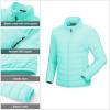 Outdoor Ventures Women’s Packable Full-Zip Short Puffer Jacket Insulated Quilted Warm Lightweight Winter Coat(Light Blue(fold in Pocket))
