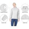 Outdoor Ventures Women’s Packable Full-Zip Short Puffer Jacket Insulated Quilted Warm Lightweight Winter Coat(Light Grey(fold in Bag))
