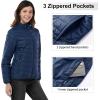 Outdoor Ventures Women’s Packable Full-Zip Short Puffer Jacket Insulated Quilted Warm Lightweight Winter Coat(Navy(fold in Pocket))