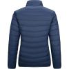 Outdoor Ventures Women’s Packable Full-Zip Short Puffer Jacket Insulated Quilted Warm Lightweight Winter Coat(Navy(fold in Pocket))