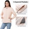 Outdoor Ventures Women’s Packable Full-Zip Short Puffer Jacket Insulated Quilted Warm Lightweight Winter Coat(Pink(fold in Pocket))