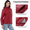 Outdoor Ventures Women’s Packable Full-Zip Short Puffer Jacket Insulated Quilted Warm Lightweight Winter Coat(Red(fold in Pocket))