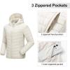 Outdoor Ventures Women’s Packable Lightweight Full-Zip Puffer Jacket with Hood Quilted Winter Coat(Beige(fold in Pocket))
