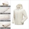 Outdoor Ventures Women’s Packable Lightweight Full-Zip Puffer Jacket with Hood Quilted Winter Coat(Beige(fold in Pocket))