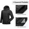 Outdoor Ventures Women’s Packable Lightweight Full-Zip Puffer Jacket with Hood Quilted Winter Coat(Black New(fold in Pocket))