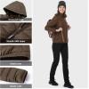 Outdoor Ventures Women’s Packable Lightweight Full-Zip Puffer Jacket with Hood Quilted Winter Coat(Brown(fold in Pocket))