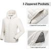 Outdoor Ventures Women’s Packable Lightweight Full-Zip Puffer Jacket with Hood Quilted Winter Coat(Cream(fold in Pocket))