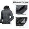 Outdoor Ventures Women’s Packable Lightweight Full-Zip Puffer Jacket with Hood Quilted Winter Coat(Dark Grey Heather(fold in Pocket))