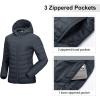 Outdoor Ventures Women’s Packable Lightweight Full-Zip Puffer Jacket with Hood Quilted Winter Coat(Dark Grey(fold in Pocket))