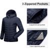 Outdoor Ventures Women’s Packable Lightweight Full-Zip Puffer Jacket with Hood Quilted Winter Coat(Deep Blue(fold in Pocket))