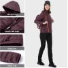 Outdoor Ventures Women’s Packable Lightweight Full-Zip Puffer Jacket with Hood Quilted Winter Coat(Eggplant(fold in Pocket))