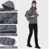 Outdoor Ventures Women’s Packable Lightweight Full-Zip Puffer Jacket with Hood Quilted Winter Coat(Foggy Gray(fold in Pocket))