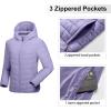 Outdoor Ventures Women’s Packable Lightweight Full-Zip Puffer Jacket with Hood Quilted Winter Coat(Lavender(fold in Pocket))