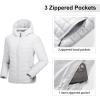 Outdoor Ventures Women’s Packable Lightweight Full-Zip Puffer Jacket with Hood Quilted Winter Coat(Light Grey(fold in Pocket))