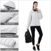 Outdoor Ventures Women’s Packable Lightweight Full-Zip Puffer Jacket with Hood Quilted Winter Coat(Light Grey(fold in Pocket))