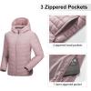 Outdoor Ventures Women’s Packable Lightweight Full-Zip Puffer Jacket with Hood Quilted Winter Coat(Pale Rosy(fold in Pocket))