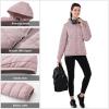Outdoor Ventures Women’s Packable Lightweight Full-Zip Puffer Jacket with Hood Quilted Winter Coat(Pale Rosy(fold in Pocket))