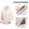 Outdoor Ventures Women’s Packable Lightweight Full-Zip Puffer Jacket with Hood Quilted Winter Coat(Pink(fold in Pocket))