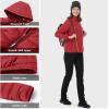 Outdoor Ventures Women’s Packable Lightweight Full-Zip Puffer Jacket with Hood Quilted Winter Coat(Red(fold in Pocket))
