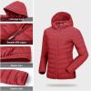 Outdoor Ventures Women’s Packable Lightweight Full-Zip Puffer Jacket with Hood Quilted Winter Coat(Red(fold in Pocket))