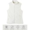 Outdoor Ventures Women’s Polar Fleece Zip Vest Outerwear with Pockets,Warm Sleeveless Coat Vest for Fall & Winter(Ivory)