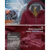 Outdoor Ventures Women’s Softshell Jacket Waterproof Warm Fleece Lined Lightweight Windproof Hooded Insulated Windbreaker(Wine Red)