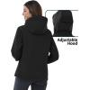 Outdoor Ventures Women’s Softshell Jacket with Hood Fleece Lined Warm Lightweight Waterproof Insulated Windbreaker(Black)