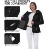 Outdoor Ventures Women’s Softshell Jacket with Hood Fleece Lined Warm Lightweight Waterproof Insulated Windbreaker(Black)