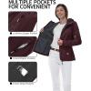 Outdoor Ventures Women’s Softshell Jacket with Hood Fleece Lined Warm Lightweight Waterproof Insulated Windbreaker(Dark Red)