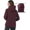Outdoor Ventures Women’s Softshell Jacket with Hood Fleece Lined Warm Lightweight Waterproof Insulated Windbreaker(Dark Red)