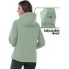 Outdoor Ventures Women’s Softshell Jacket with Hood Fleece Lined Warm Lightweight Waterproof Insulated Windbreaker(Ice Green)