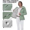 Outdoor Ventures Women’s Softshell Jacket with Hood Fleece Lined Warm Lightweight Waterproof Insulated Windbreaker(Ice Green)