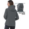 Outdoor Ventures Women’s Softshell Jacket with Hood Fleece Lined Warm Lightweight Waterproof Insulated Windbreaker(Light Grey)