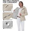 Outdoor Ventures Women’s Softshell Jacket with Hood Fleece Lined Warm Lightweight Waterproof Insulated Windbreaker(Light Khaki)