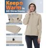 Outdoor Ventures Women’s Softshell Jacket with Hood Fleece Lined Warm Lightweight Waterproof Insulated Windbreaker(Light Khaki)