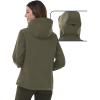 Outdoor Ventures Women’s Softshell Jacket with Hood Fleece Lined Warm Lightweight Waterproof Insulated Windbreaker(Olive Green)
