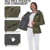Outdoor Ventures Women’s Softshell Jacket with Hood Fleece Lined Warm Lightweight Waterproof Insulated Windbreaker(Olive Green)