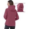 Outdoor Ventures Women’s Softshell Jacket with Hood Fleece Lined Warm Lightweight Waterproof Insulated Windbreaker(Pink)