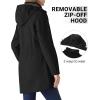 Outdoor Ventures Women’s Softshell Jacket with Removable Hood Fleece Lined Windbreaker Insulated Long Warm Rain Jacket(Black)