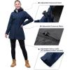 Outdoor Ventures Women’s Softshell Jacket with Removable Hood Fleece Lined Windbreaker Insulated Long Warm Rain Jacket(Blue)