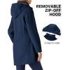 Outdoor Ventures Women’s Softshell Jacket with Removable Hood Fleece Lined Windbreaker Insulated Long Warm Rain Jacket(Blue)