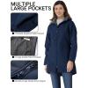Outdoor Ventures Women’s Softshell Jacket with Removable Hood Fleece Lined Windbreaker Insulated Long Warm Rain Jacket(Blue)