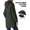 Outdoor Ventures Women’s Softshell Jacket with Removable Hood Fleece Lined Windbreaker Insulated Long Warm Rain Jacket(Dark Army Green)