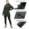Outdoor Ventures Women’s Softshell Jacket with Removable Hood Fleece Lined Windbreaker Insulated Long Warm Rain Jacket(Dark Army Green)