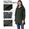 Outdoor Ventures Women’s Softshell Jacket with Removable Hood Fleece Lined Windbreaker Insulated Long Warm Rain Jacket(Dark Army Green)